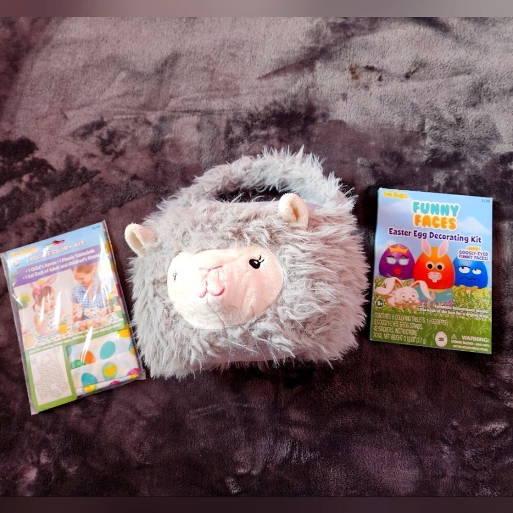New kid's Easter basket and egg decorating kit bundle